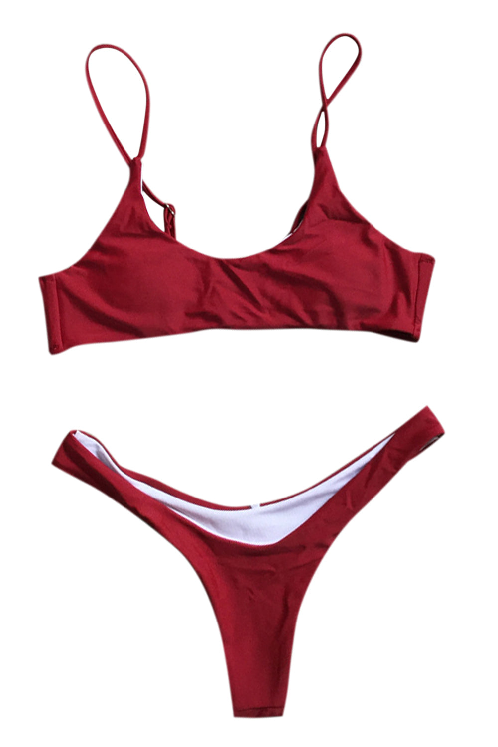 Iyasson Sexy Solid-color With High Leg Cut Bikini Sets