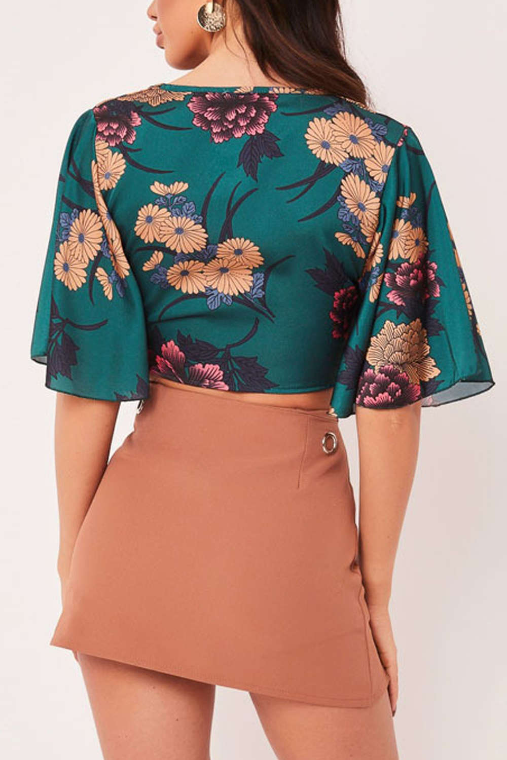 Iyasson Floral Printing Women Bandages Wrapped Crop Top