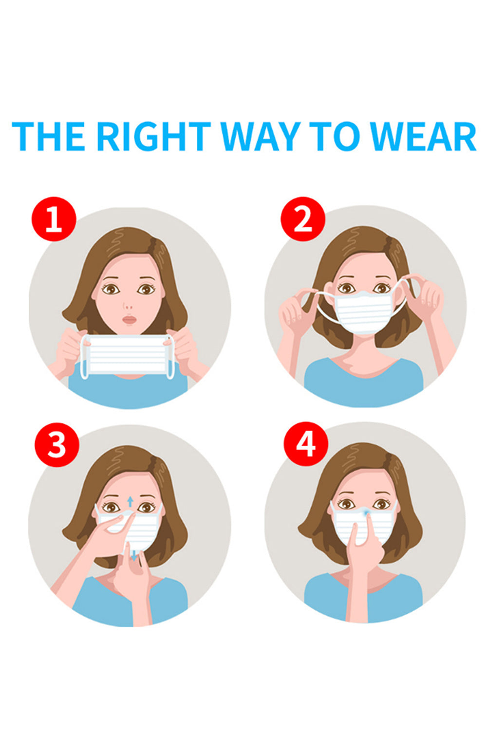100 Pcs Disposable Face Masks with Elastic Ear Loop 3 Ply for Blocking Dust Air Pollution Protection