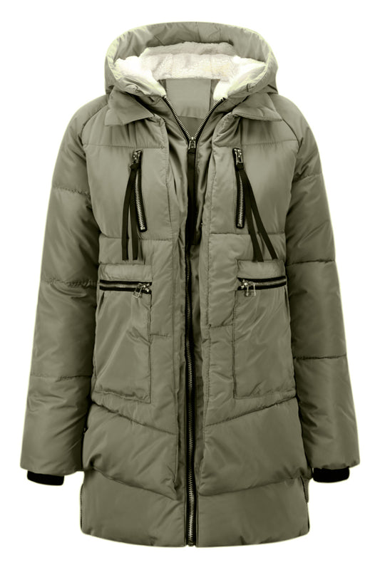 Women's Thickened Down Jacket - Army Green