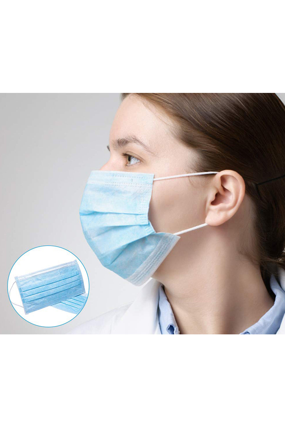 100 Pcs Disposable Face Masks with Elastic Ear Loop 3 Ply for Blocking Dust Air Pollution Protection