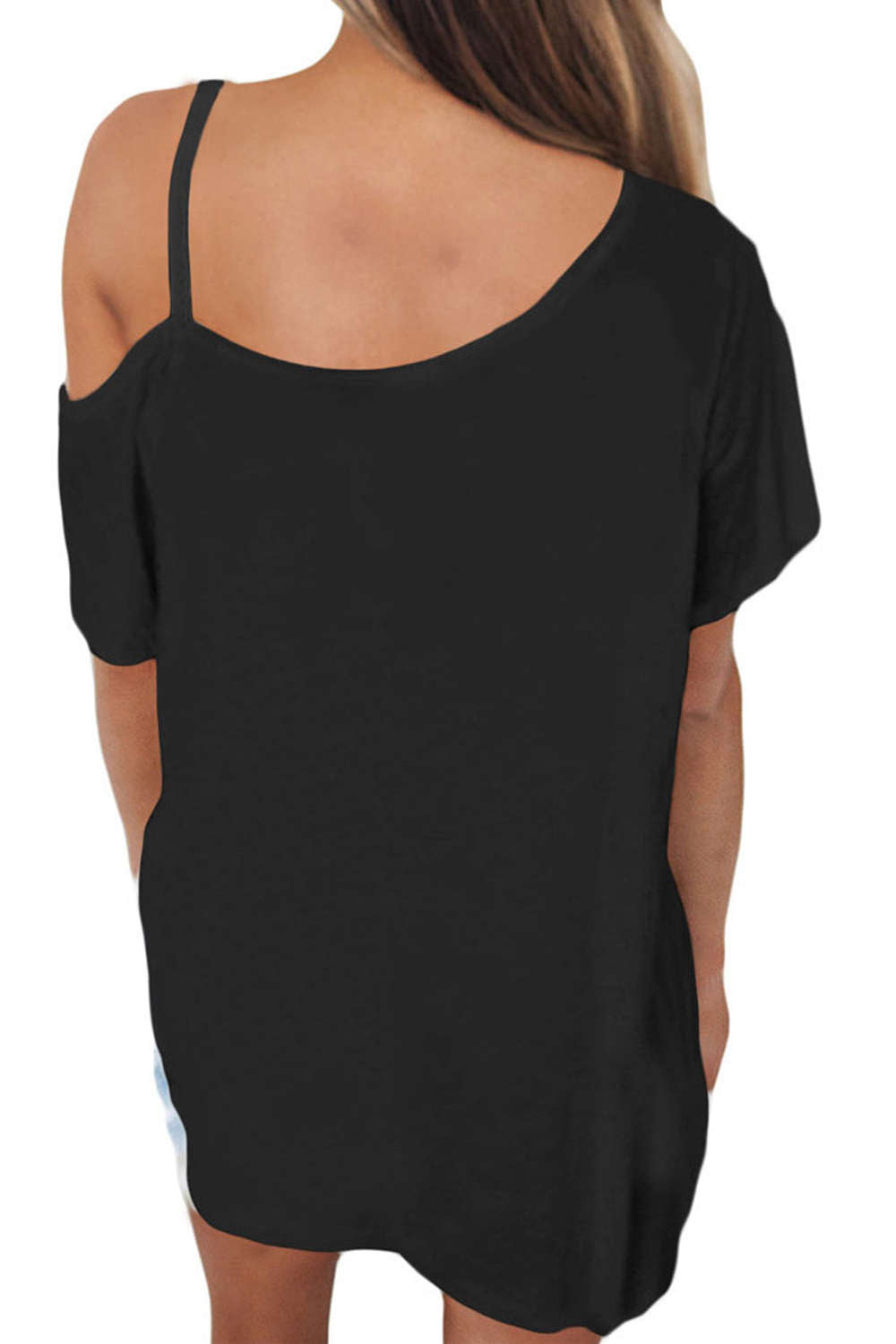 Iyasson Women Sexy Short Sleeve Asymmetric Shoulder T-shirt