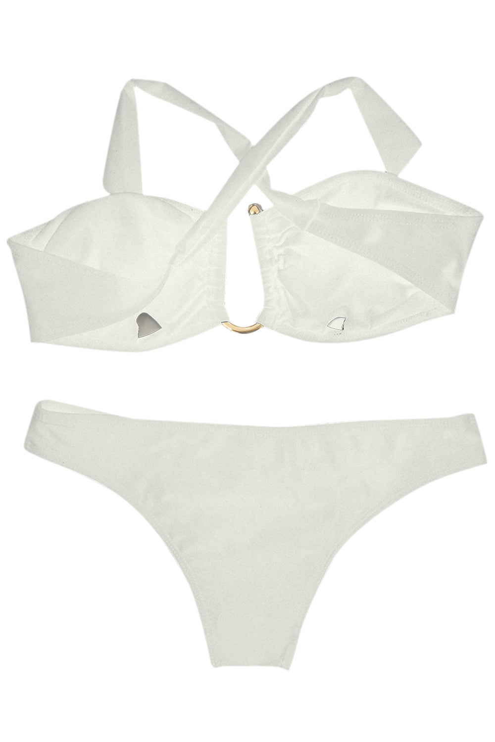 Iyasson Strapless Bikini With U shape Goldtone Metal at Front