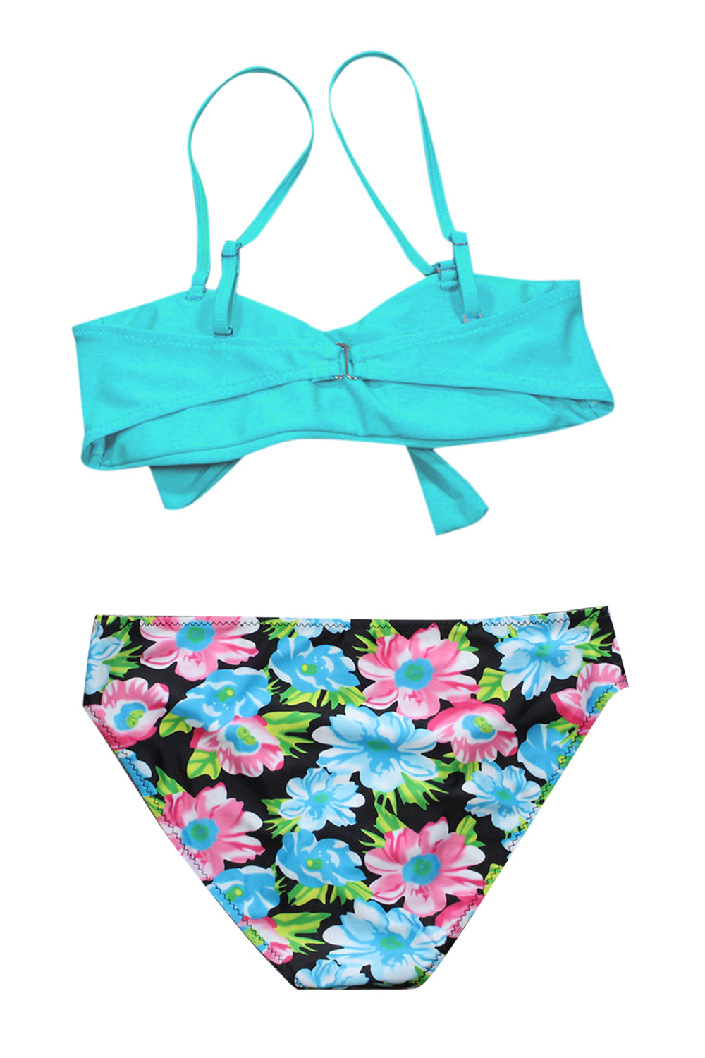 Iyasson Sweet Floral Printing Bottom With Sweet bow at Center Top Bikini Sets