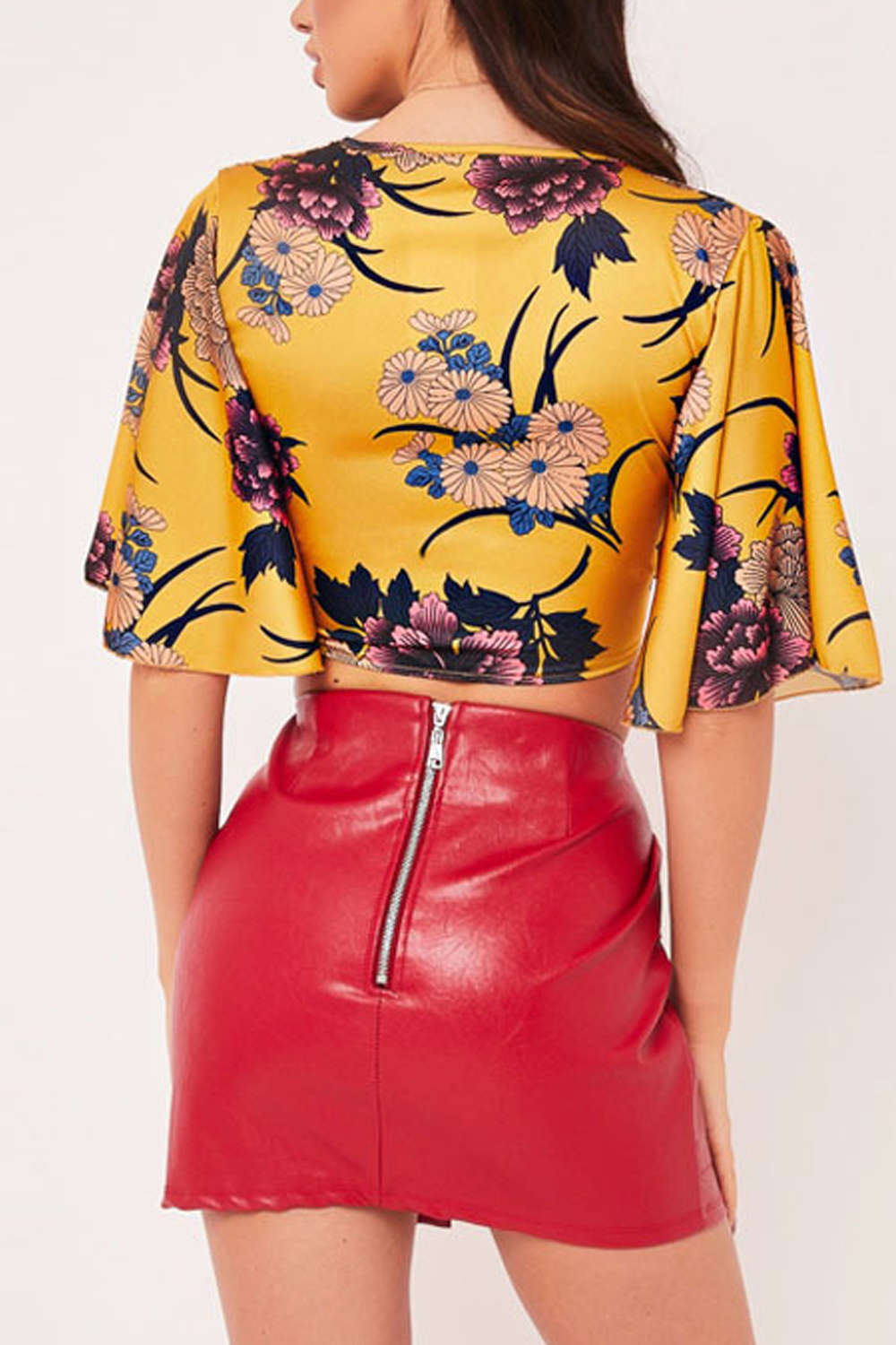 Iyasson Floral Printing Women Bandages Wrapped Crop Top