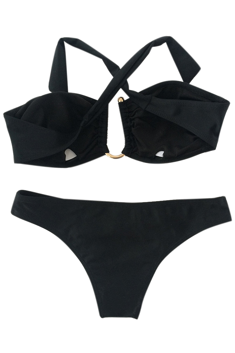 Iyasson Strapless Bikini With U shape Goldtone Metal at Front