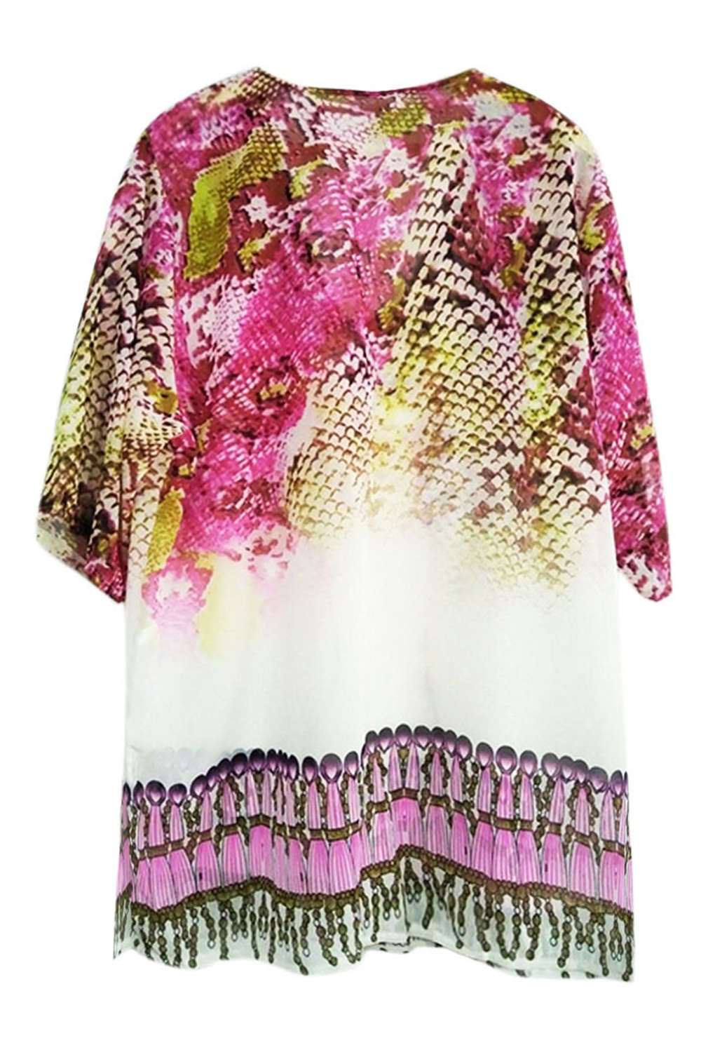 Iyasson Bohemia Printed Tassel Swim Beach Cover-Up