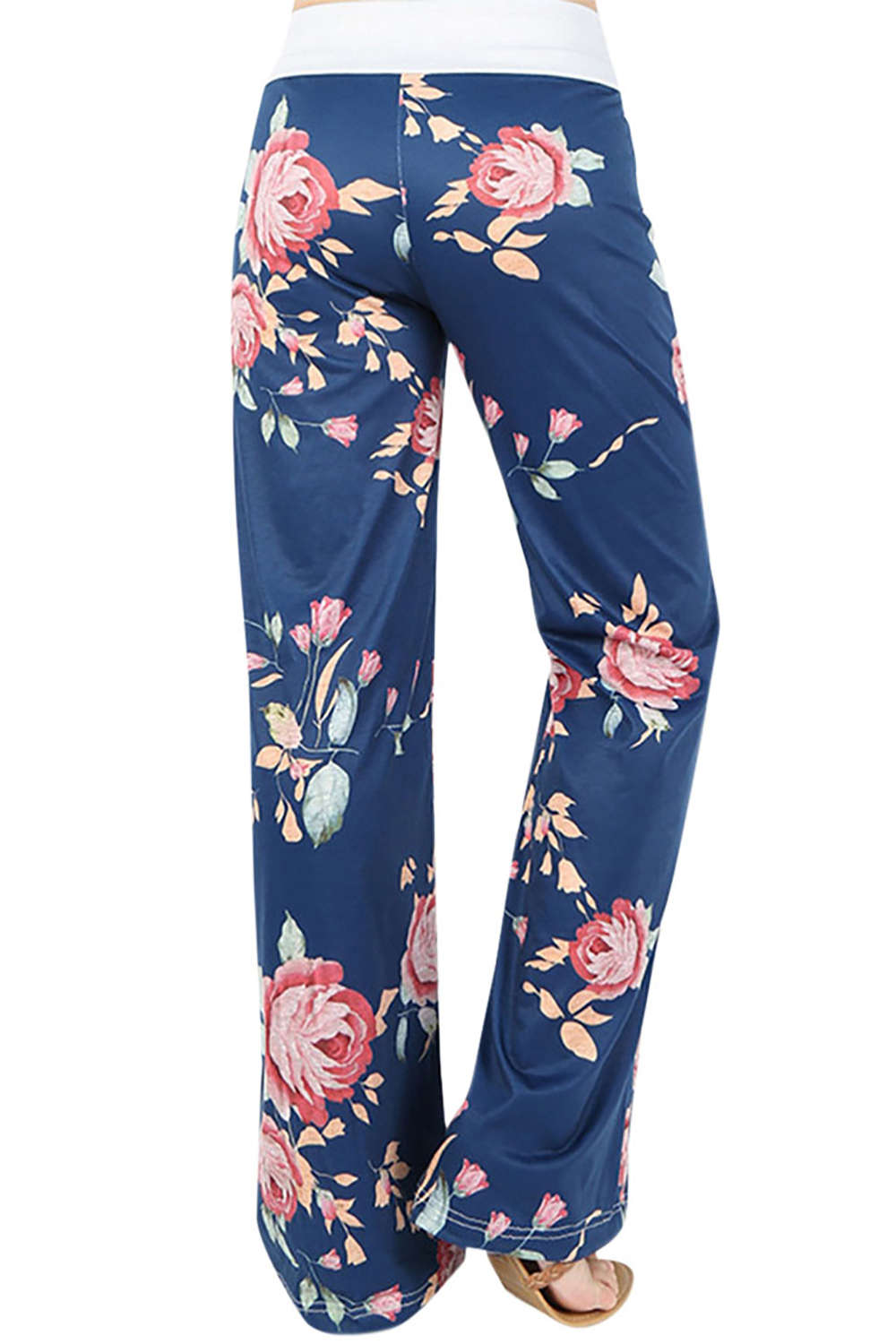 Iyasson High Waist Floral Print Drawstring Wide Leg Pants