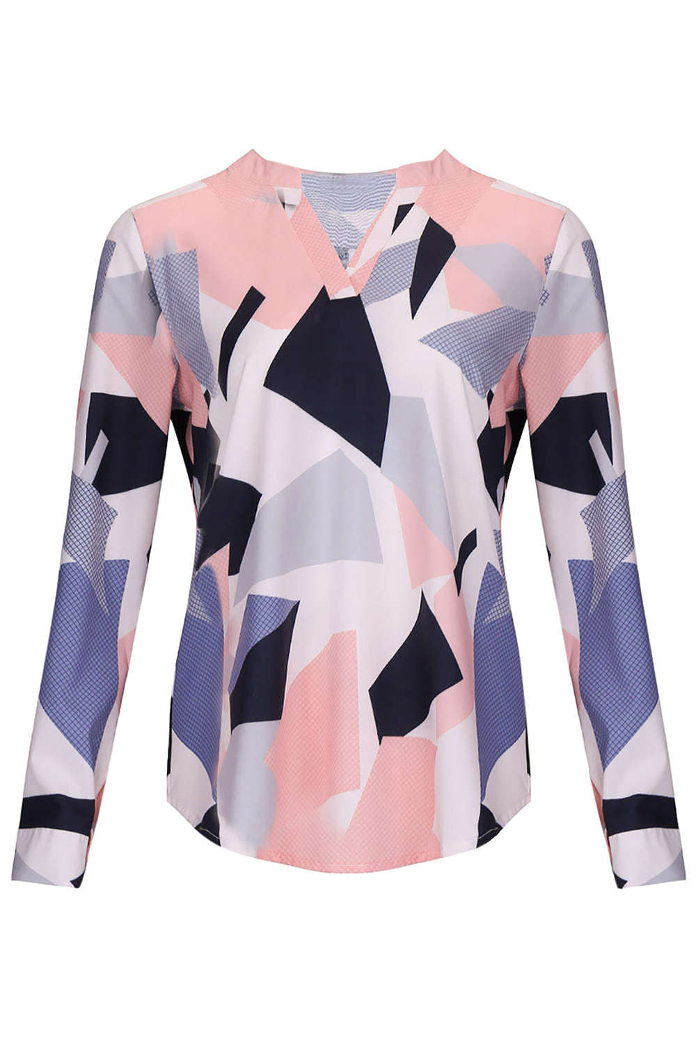 Iyasson Geometric Printed V Neck Blouse