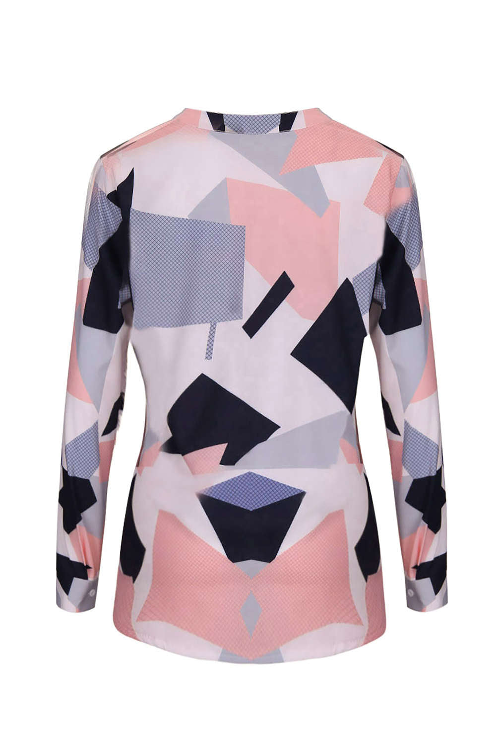 Iyasson Geometric Printed V Neck Blouse