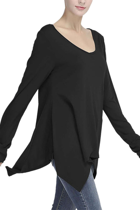 Iyasson Loose Irregular Hem Blouse