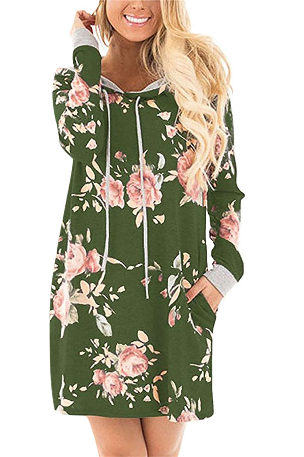 Iyasson Long Sleeve Floral Print Hoodie