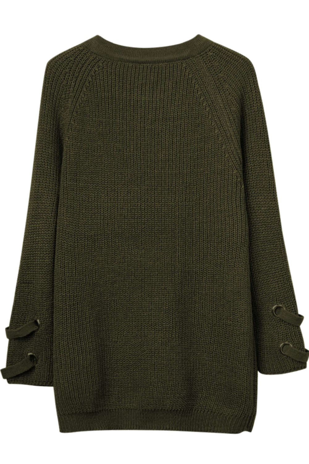 Iyasson Women Lace Up Front V Neck Long Sleeve Knit Sweater Top