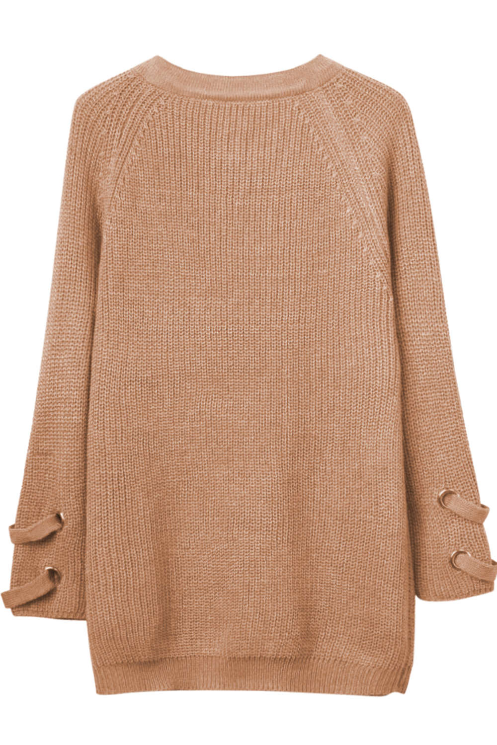 Iyasson Women Lace Up Front V Neck Long Sleeve Knit Sweater Top