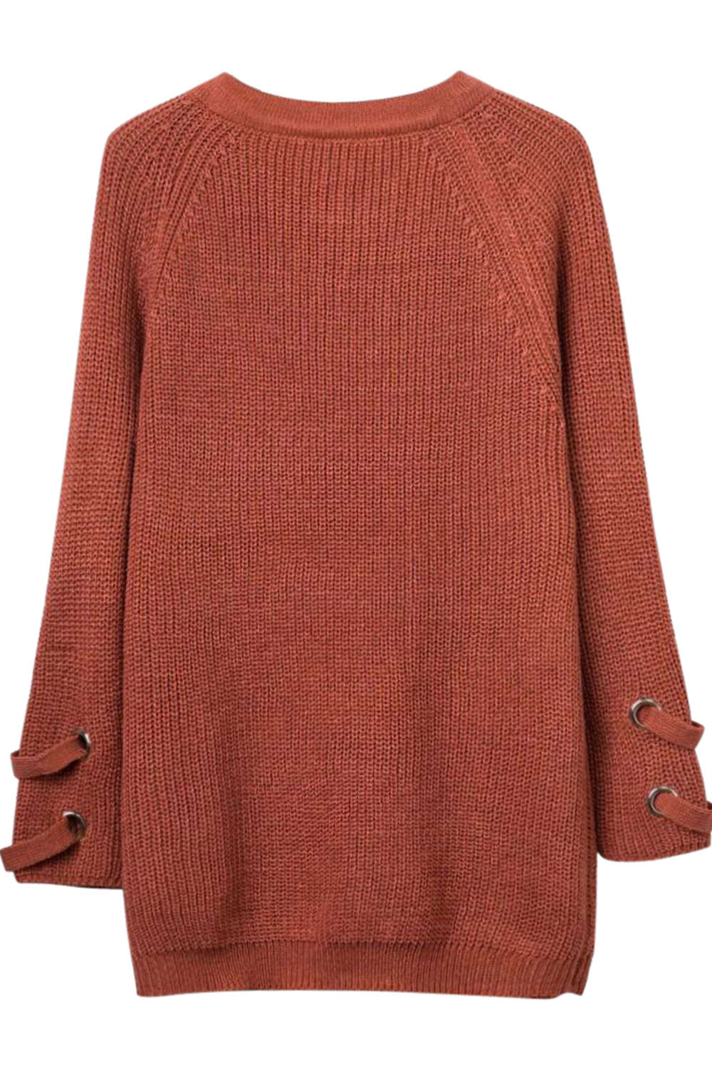 Iyasson Women Lace Up Front V Neck Long Sleeve Knit Sweater Top
