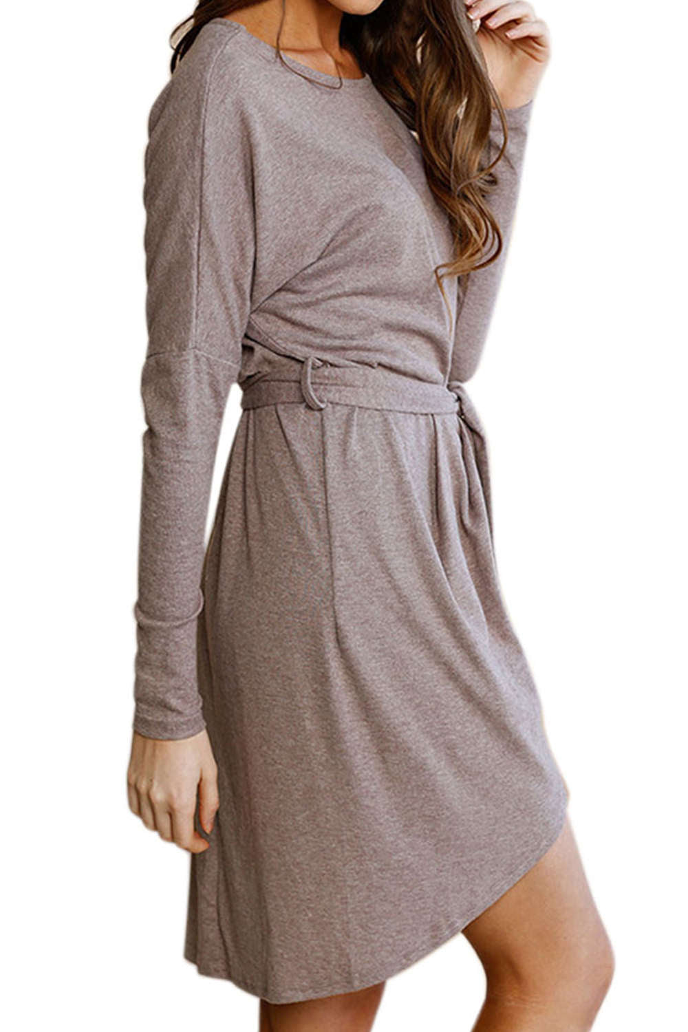 Iyasson Long Sleeve Belted Wrap Mini Dress