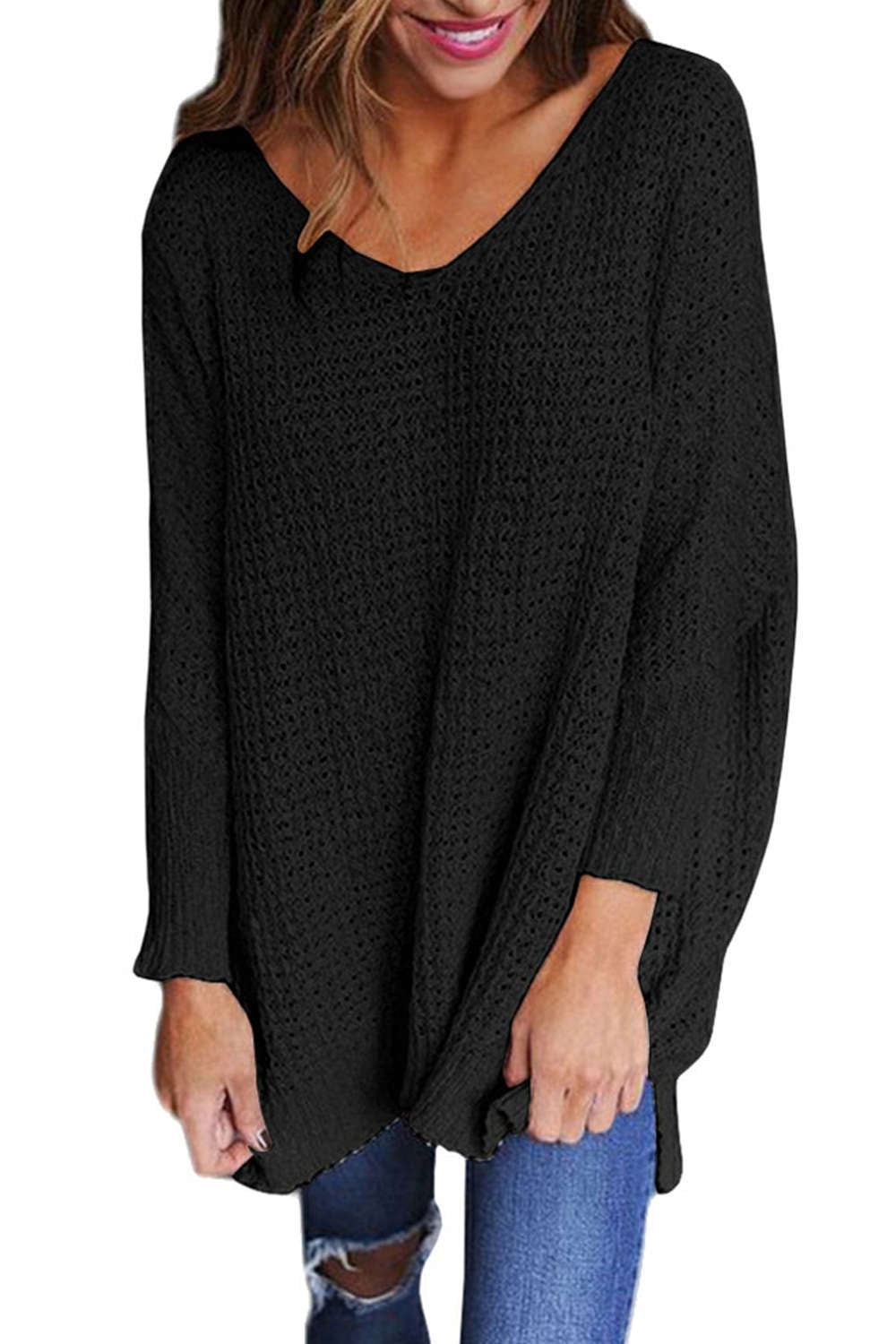 Iyasson Women Oversized V Neck Jumper