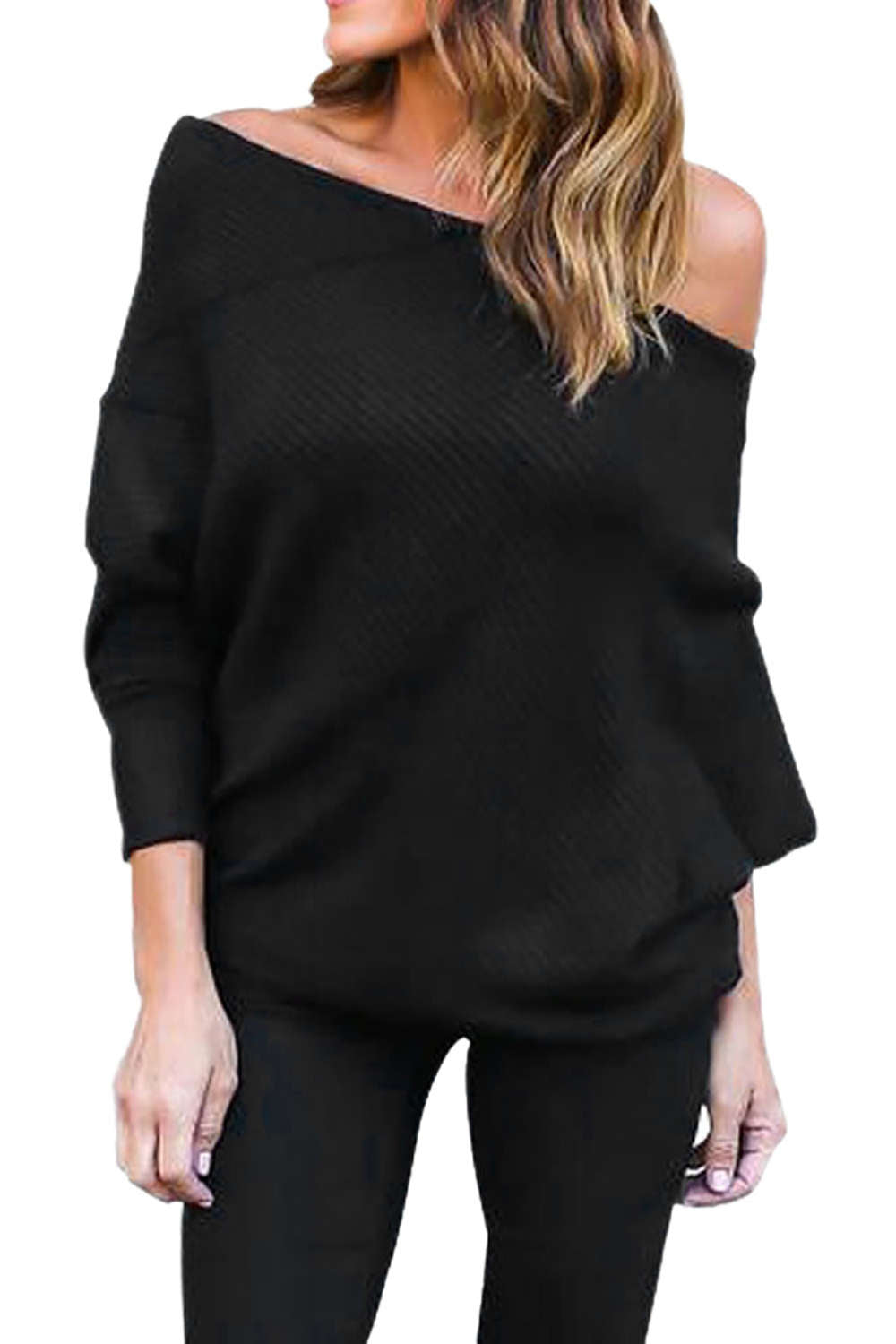 Iyasson Off Shoulder Batwing Sleeve Jumper