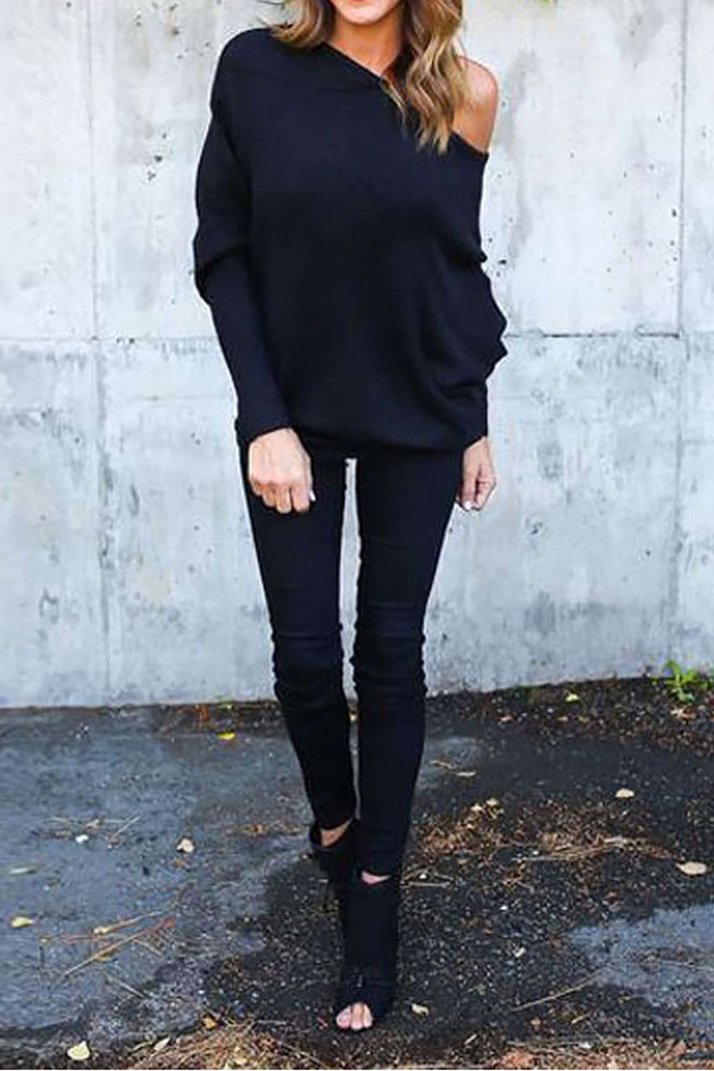 Iyasson Off Shoulder Batwing Sleeve Jumper