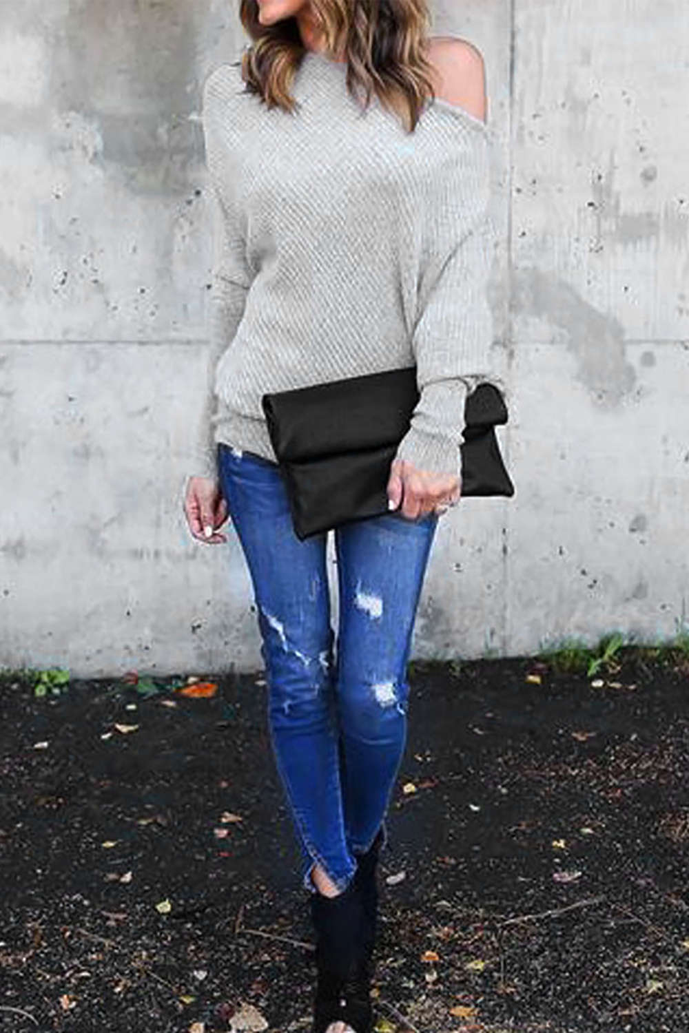 Iyasson Off Shoulder Batwing Sleeve Jumper