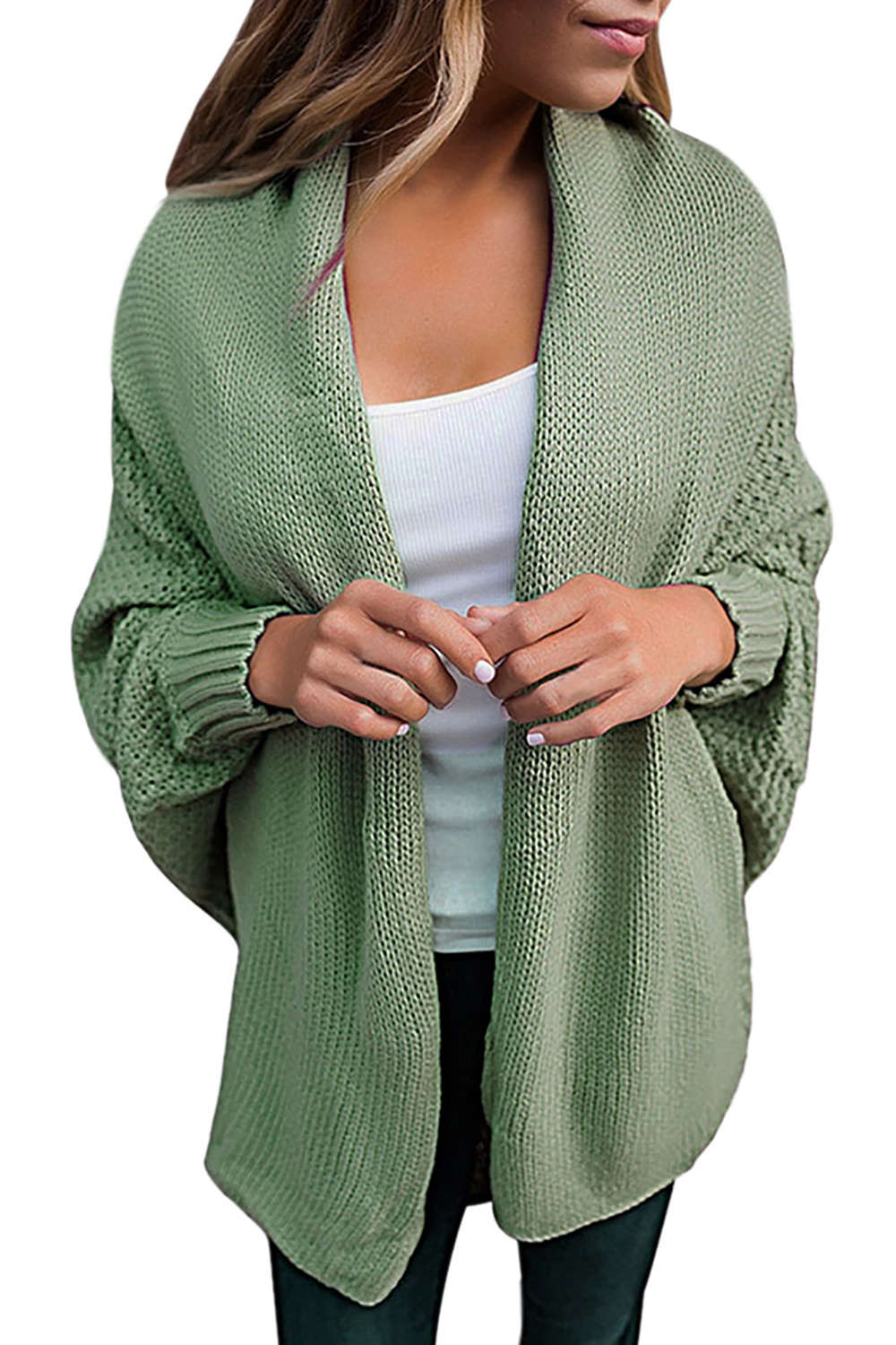 Iyasson Chunky Rib Batwing Sleeve Cardigan
