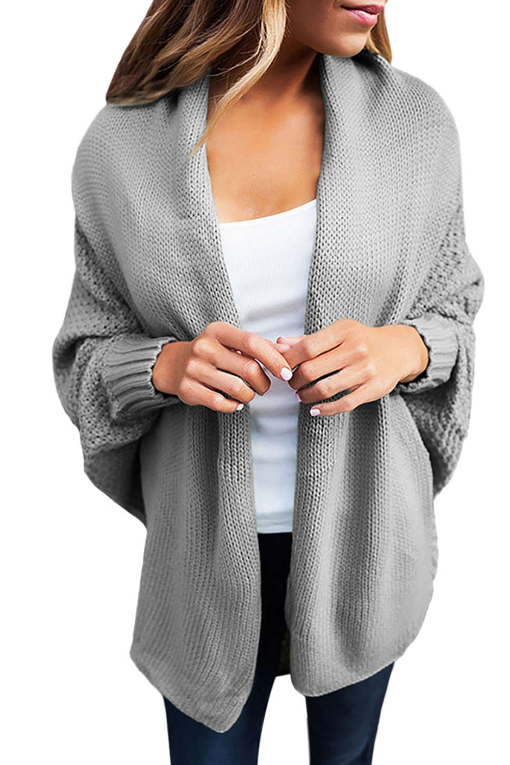 Iyasson Chunky Rib Batwing Sleeve Cardigan