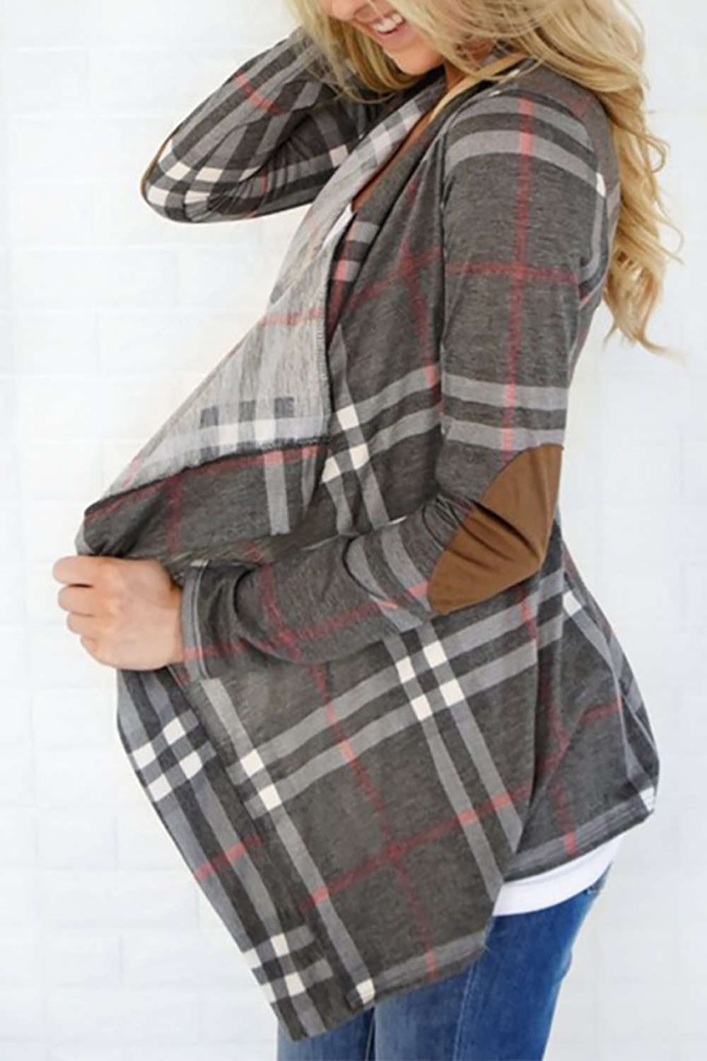Iyasson Plaid Long Sleeve Open Front Cardigan