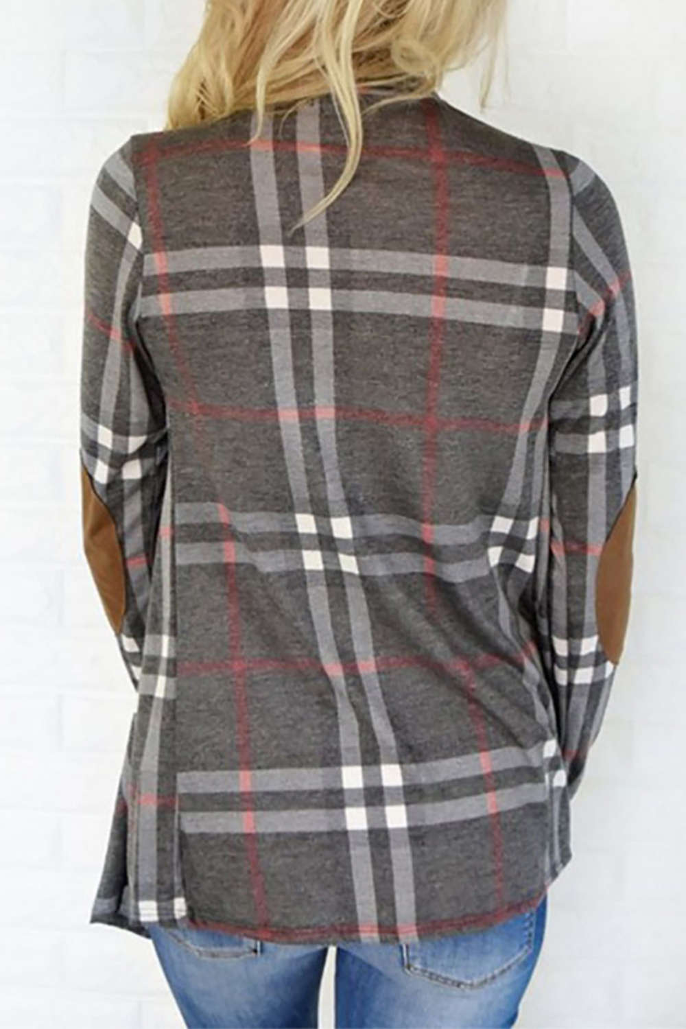 Iyasson Plaid Long Sleeve Open Front Cardigan