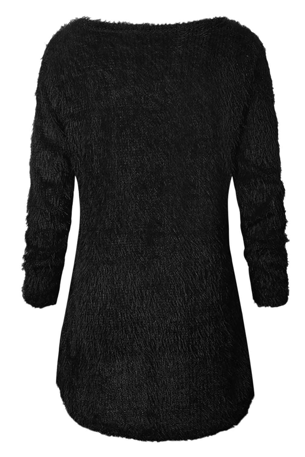 Iyasson Scoop Neck Long Sleeve Fluffy Jumper