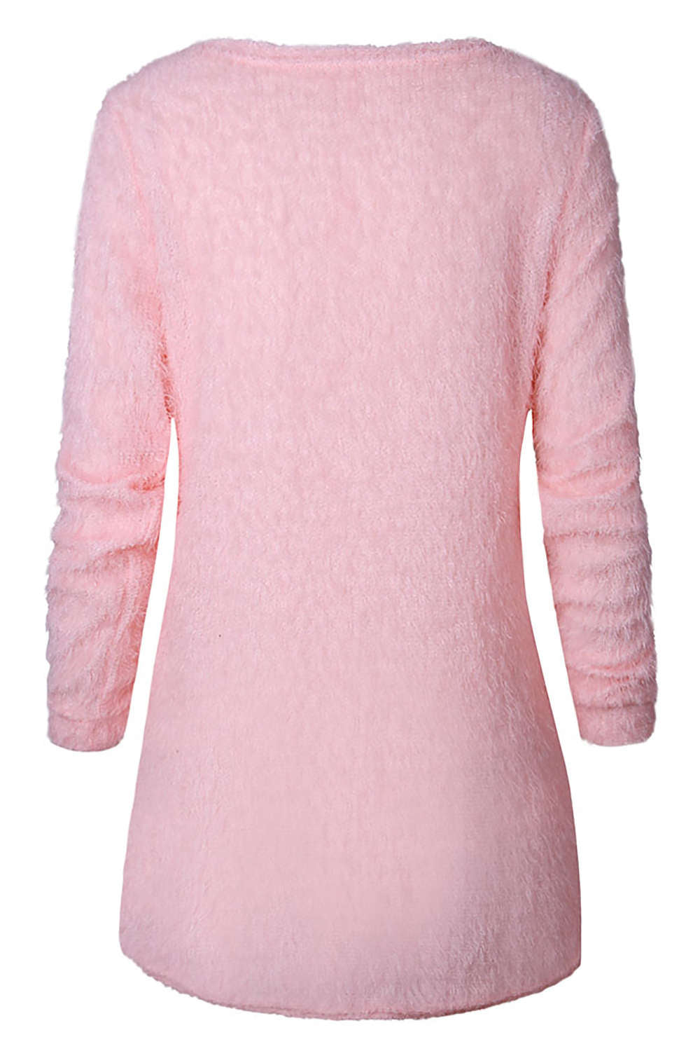 Iyasson Scoop Neck Long Sleeve Fluffy Jumper