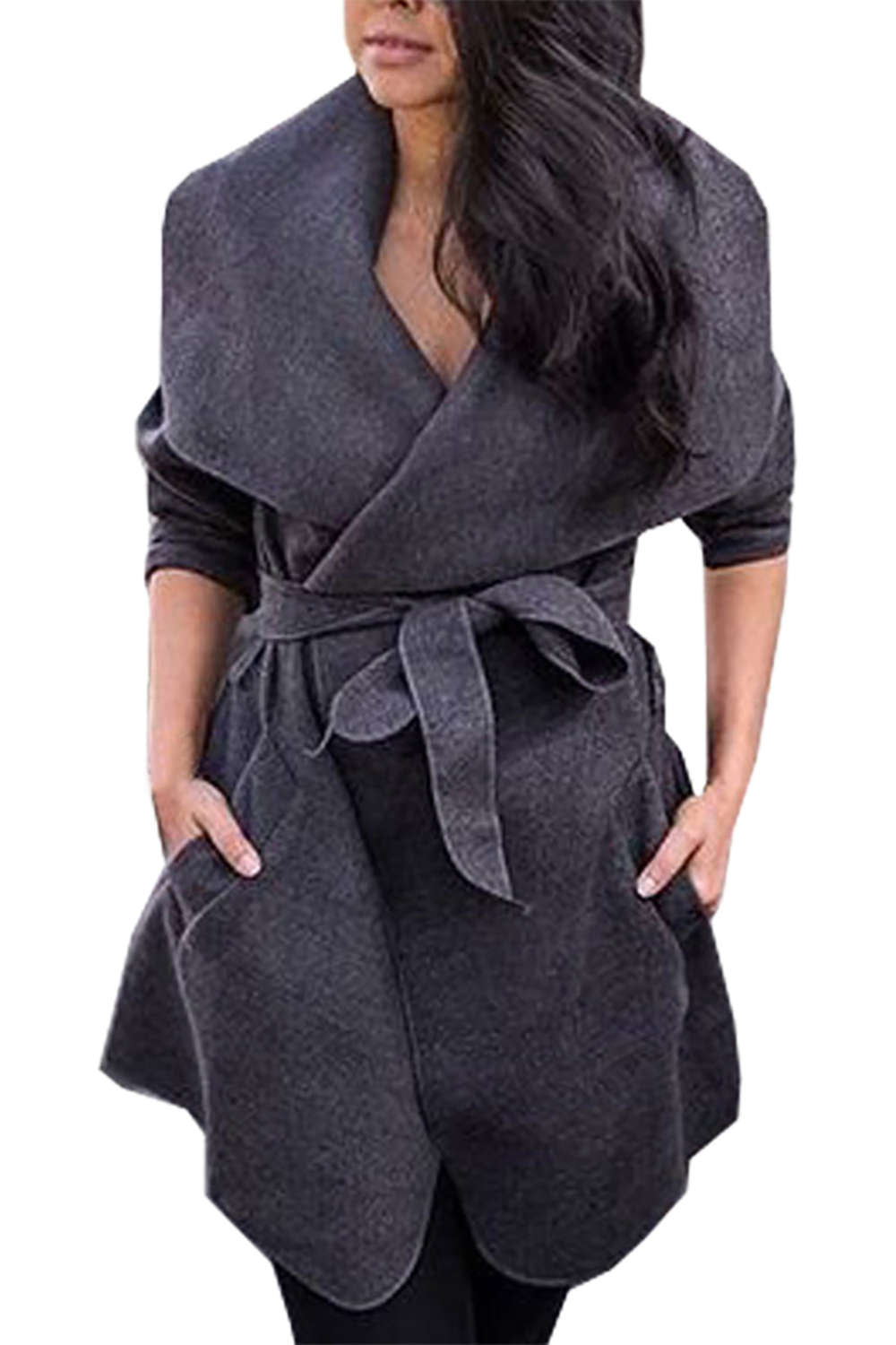 Iyasson Women's Belted Wrap Coat