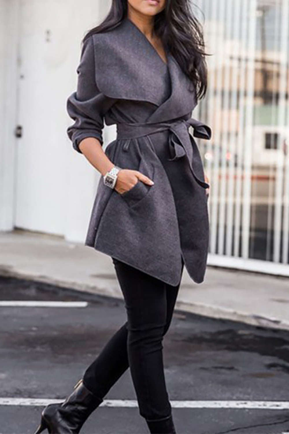 Iyasson Women's Belted Wrap Coat