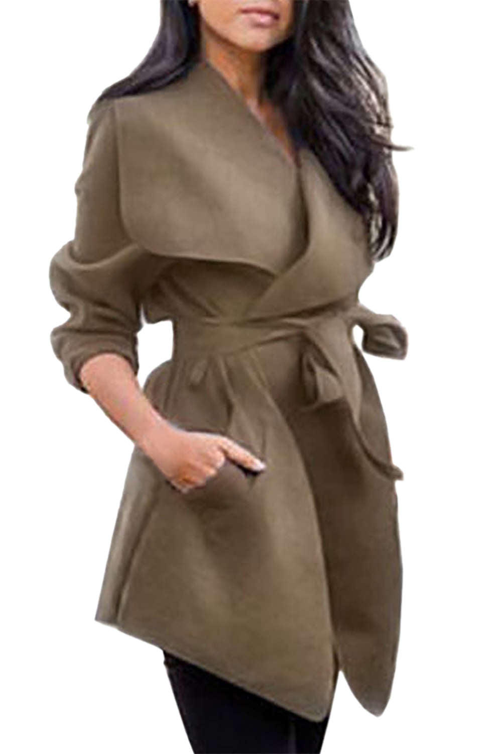 Iyasson Women's Belted Wrap Coat