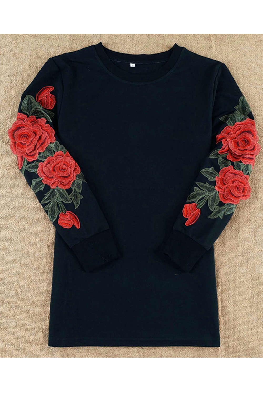 Iyasson Rose Embroidered Long Sleeve Sweatshirt