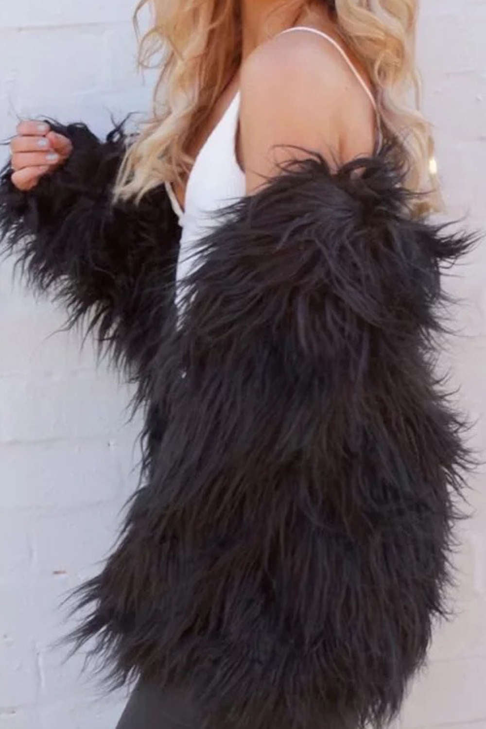 Iyasson Long Sleeve Faux Fur Warm Coat