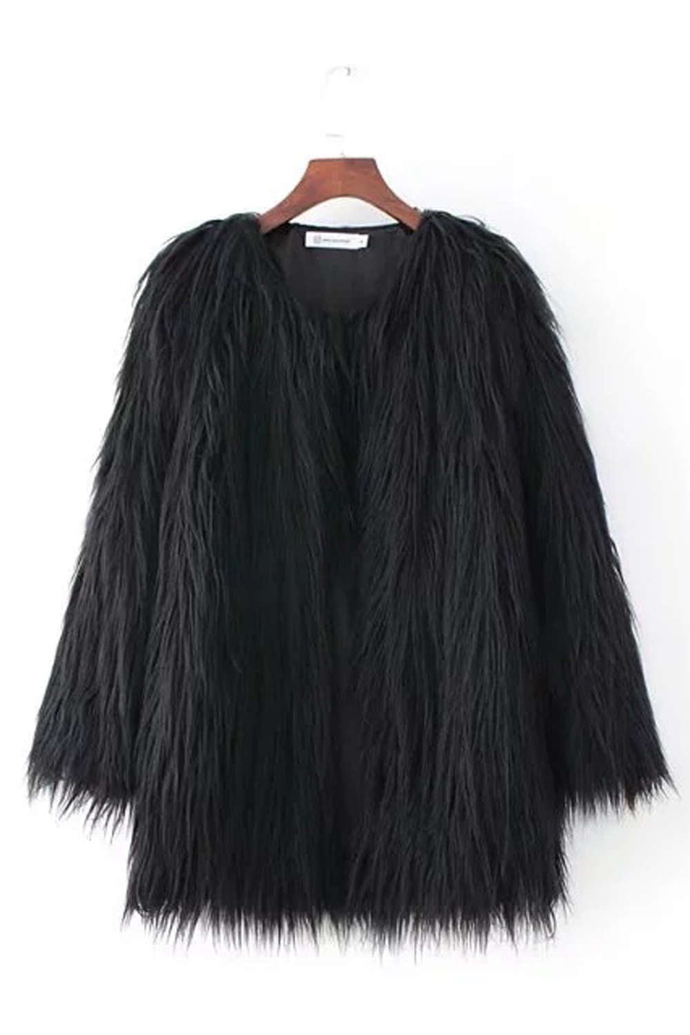 Iyasson Long Sleeve Faux Fur Warm Coat
