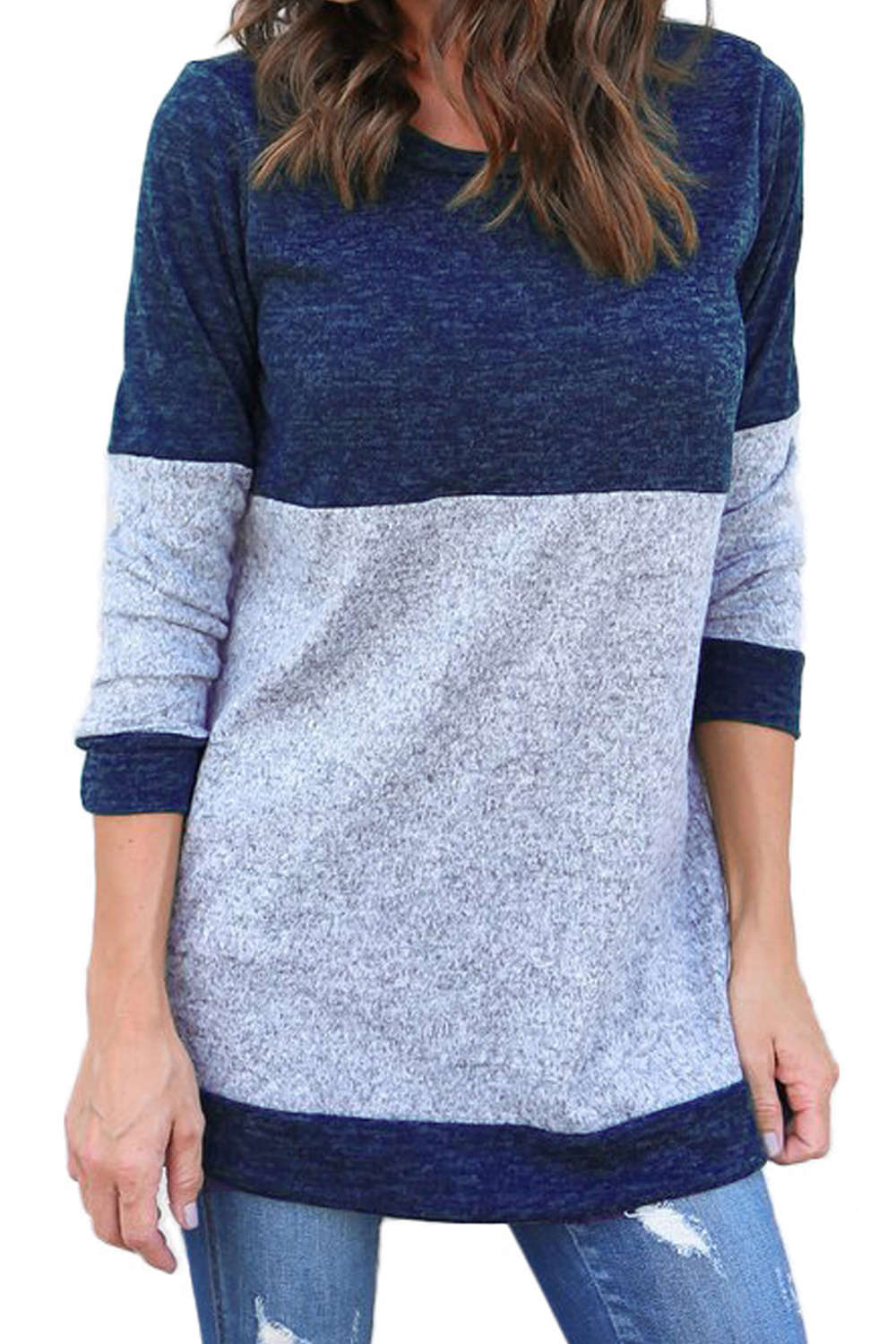 Iyasson Women's Long Sleeve T-Shirt Color Block Sweater