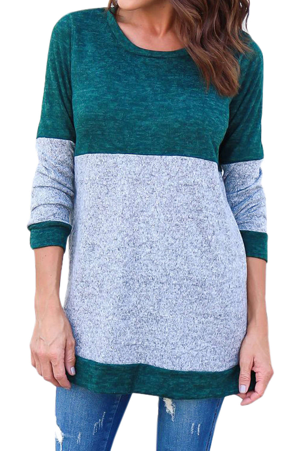 Iyasson Women's Long Sleeve T-Shirt Color Block Sweater