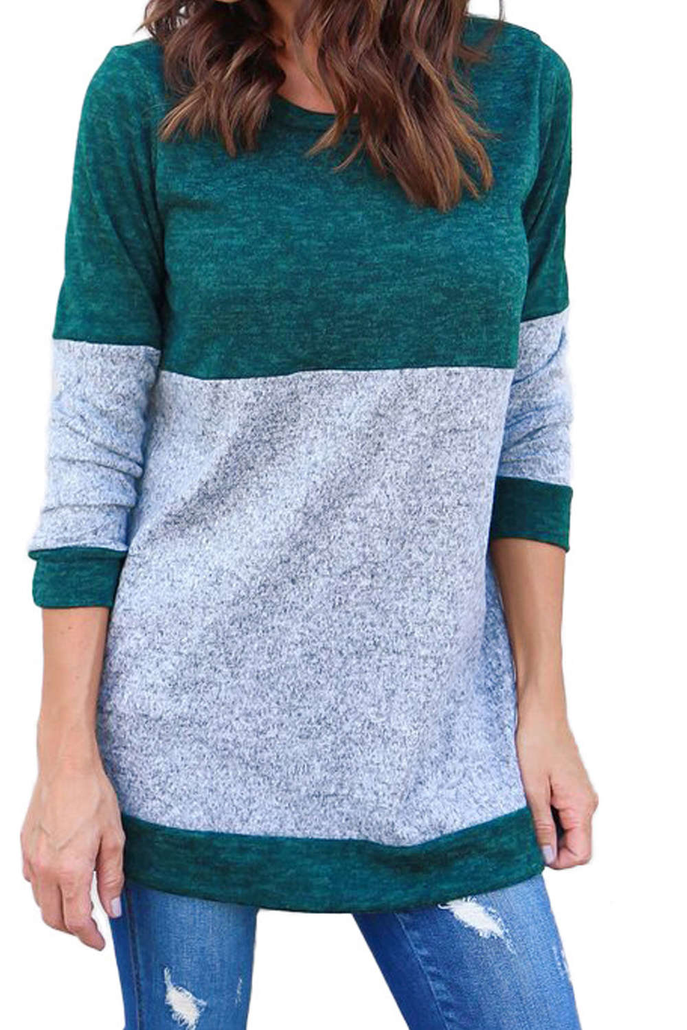 Iyasson Women's Long Sleeve T-Shirt Color Block Sweater