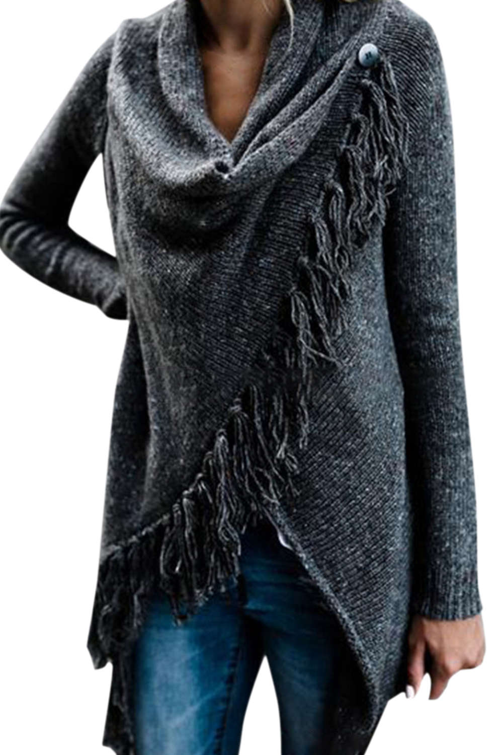 Iyasson Tassel Wrap Front Cardigan