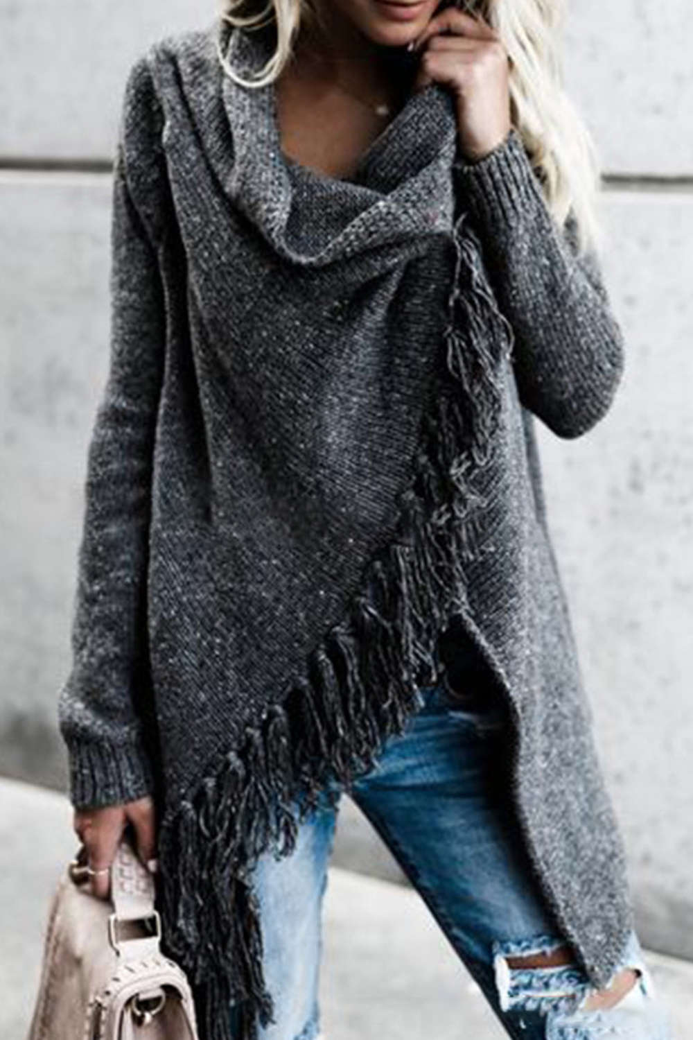 Iyasson Tassel Wrap Front Cardigan