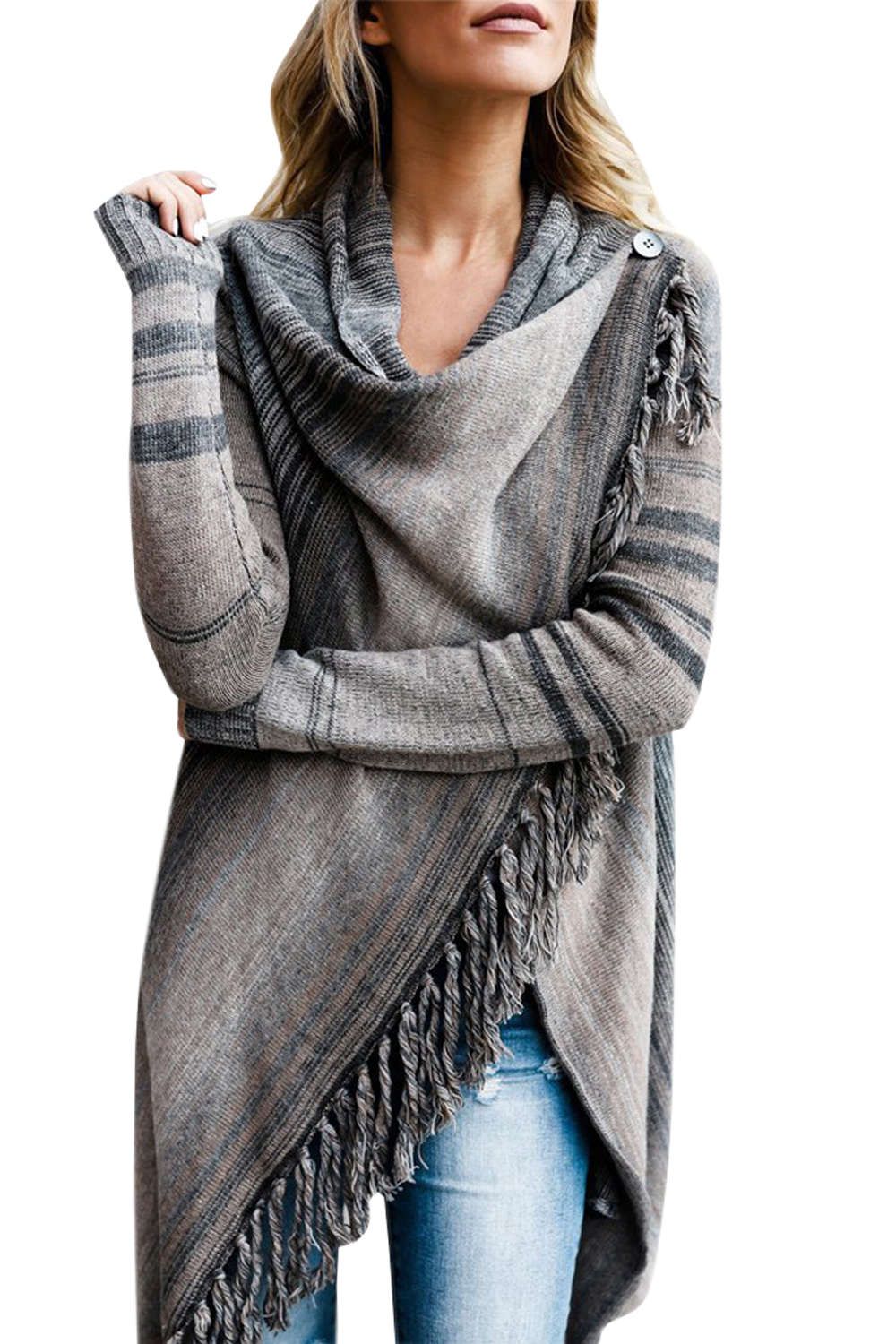Iyasson Tassel Wrap Front Cardigan