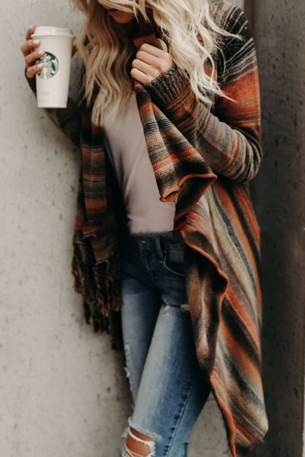 Iyasson Tassel Wrap Front Cardigan