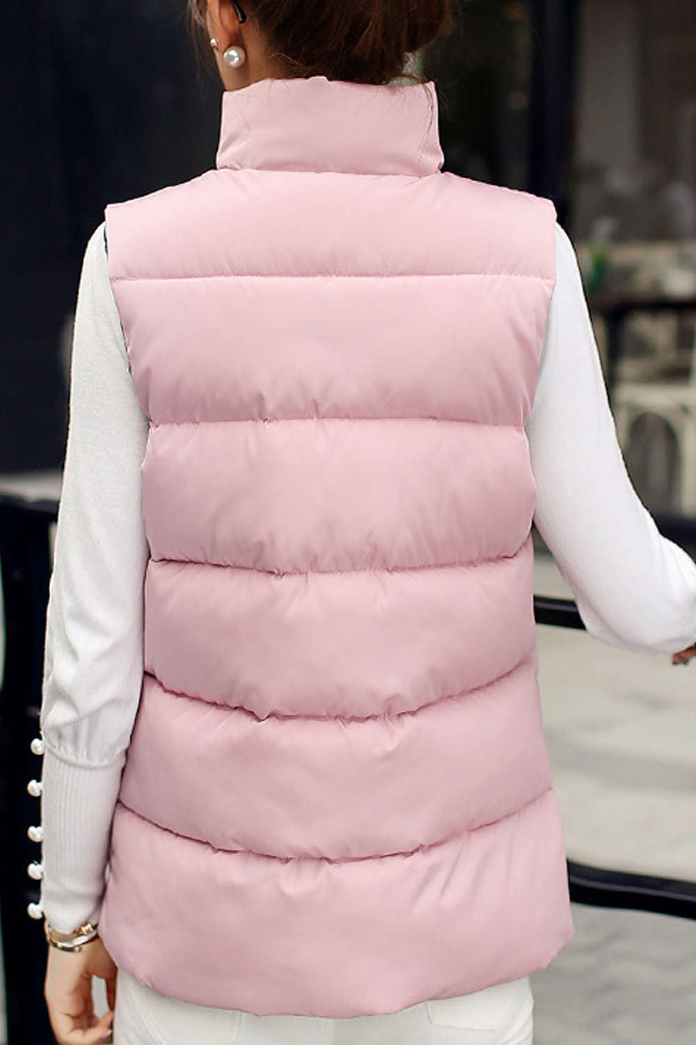 Iyasson Sleeveless Stand Collar Down Vest