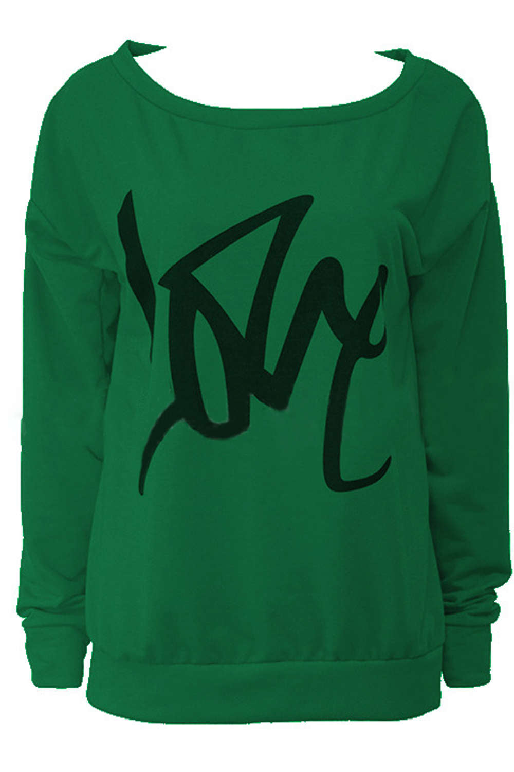 Iyasson Letter Print One Shoulder Pullover Sweatshirt