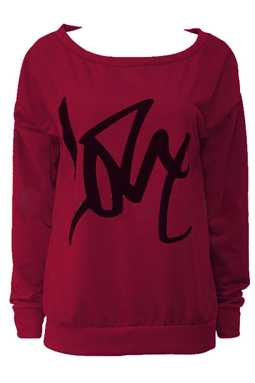 Iyasson Letter Print One Shoulder Pullover Sweatshirt