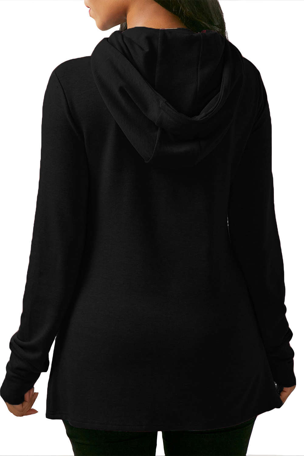 Iyasson Asymmetric Hem Drawstring Hoodie
