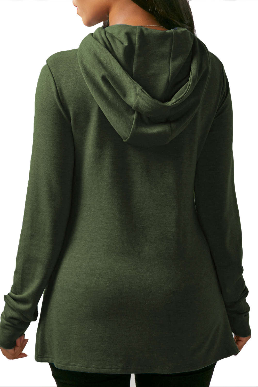 Iyasson Asymmetric Hem Drawstring Hoodie