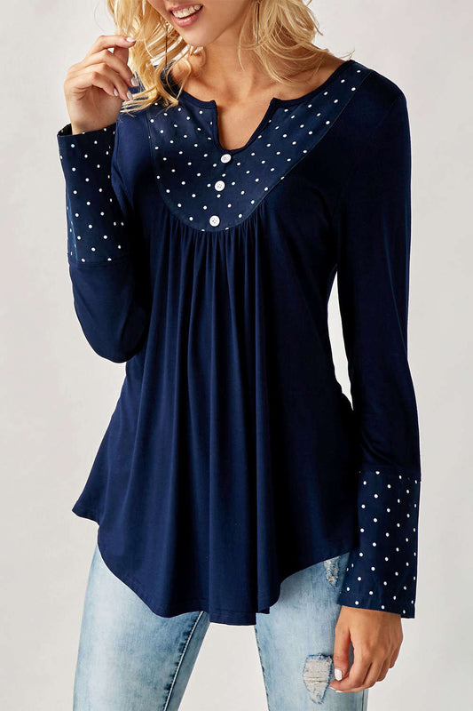 Iyasson V-Neck Long Sleeve Swing Blouse