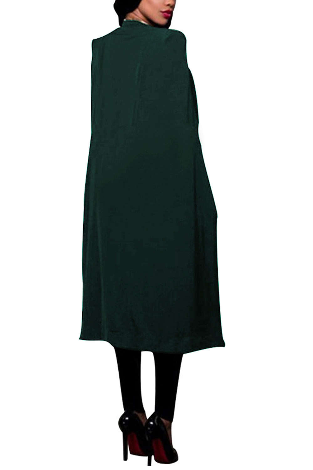 Iyasson Open Front Cape with Pocket Trench Coat